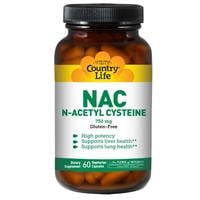 NAC(N-アセチルシステイン) 750mg 60粒(CountryLife社製)
